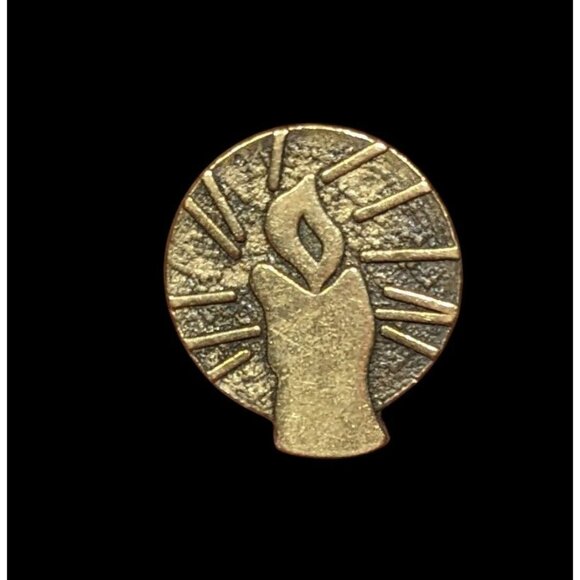 Vintage Shining Candle Antiqued Gold Tone Lapel PIn - Picture 1 of 4
